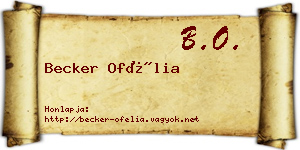 Becker Ofélia névjegykártya